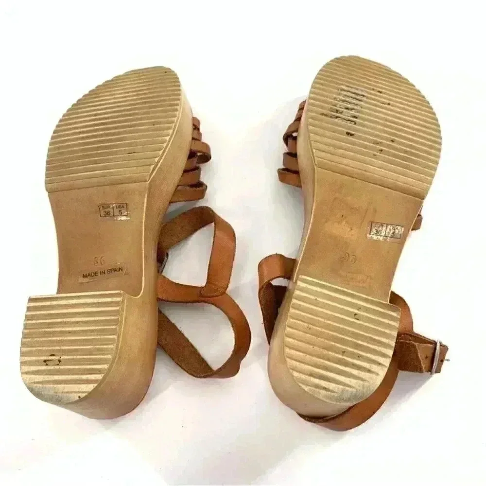 Muse & cloud womens sandals size 36 tan leather chunky retro festival boho